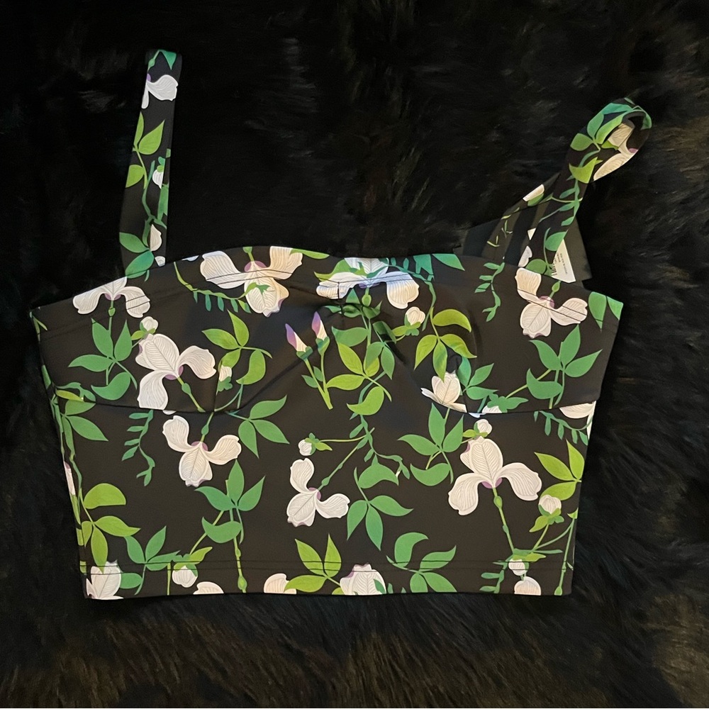Cynthia Rowley Devi Bonded Tank - Green/White Floral - Picture 6 of 7